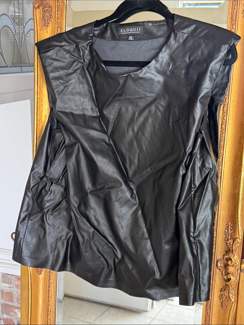 Eloquii Black Faux Leather Sleeveless Top